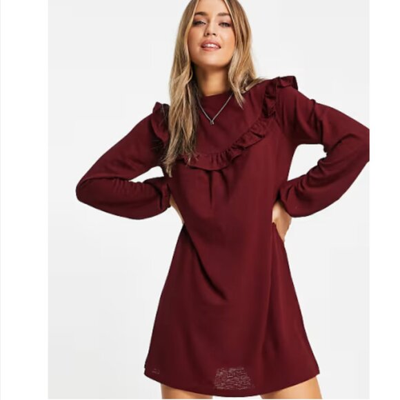 Miss Selfridge Red Burgundy Mini Dress - Picture 1 of 4